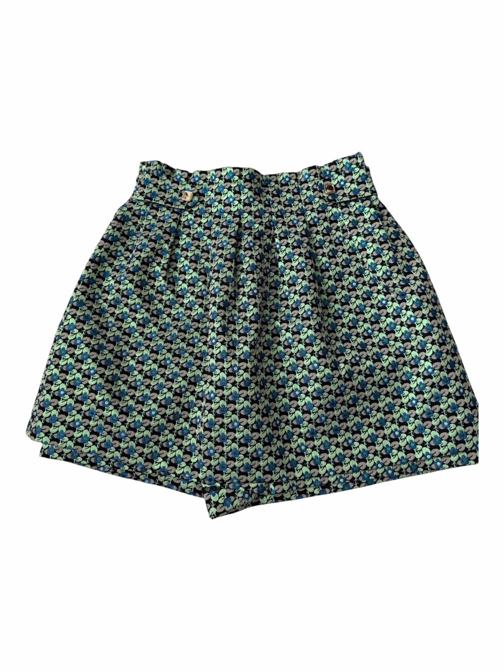 ✅ Maje Navy Blue Floral Print Skort with Mint and Light Blue Accents size 38